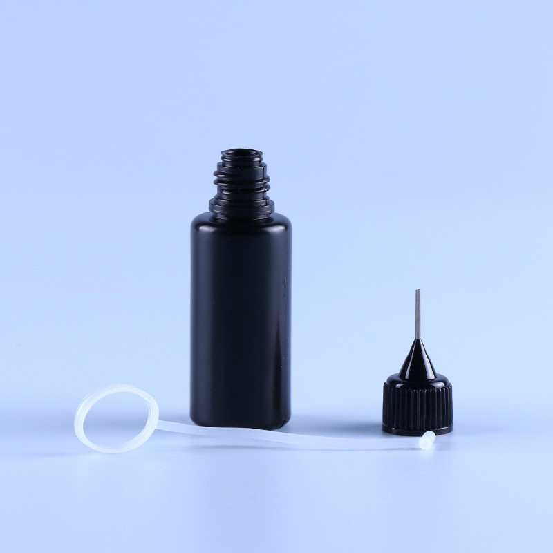 Anneau vide d'Ejuice Vape Juice Bottle Light Resistant Silicone de PE d'aiguille d'astuce noire de chapeau