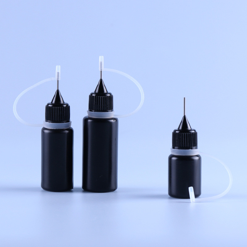 Anneau vide d'Ejuice Vape Juice Bottle Light Resistant Silicone de PE d'aiguille d'astuce noire de chapeau