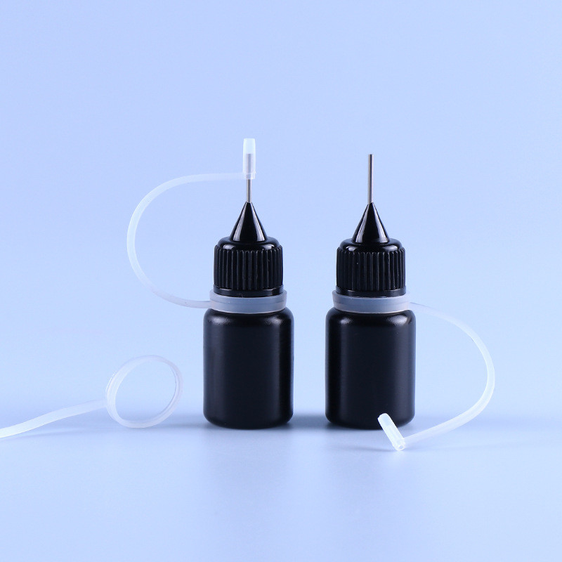 Anneau vide d'Ejuice Vape Juice Bottle Light Resistant Silicone de PE d'aiguille d'astuce noire de chapeau