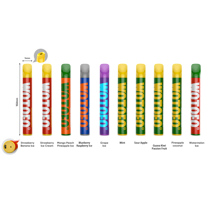 La cosse jetable Vapes Wotofo Mini+ 800 souffle stylo électronique de vaporisateur de batterie de 2.8ml 500mah